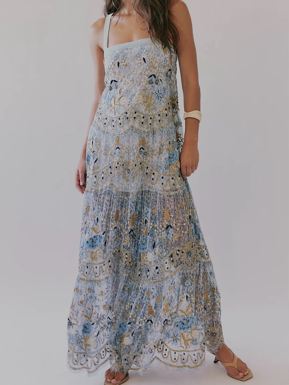 NWT Free People Goldie Maxi Dress Porcelain Combo sz Small $550
